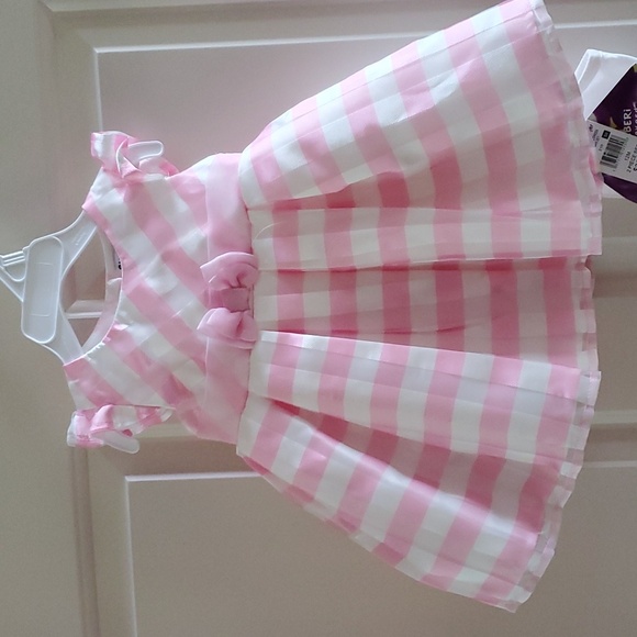 Baby Toddler Girls Pink Striped Party Dress Shrug Size 12 18 24 months 2T 3T NWT - Picture 4 of 6